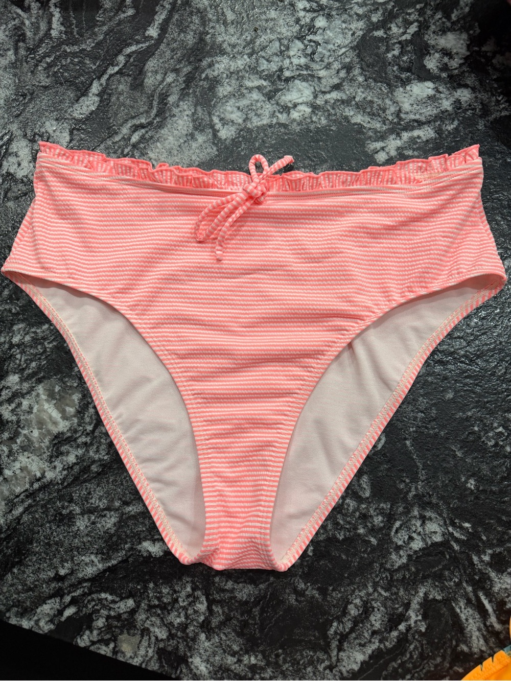 Arizona Women's Pink Striped High-Waist Bikini Bottom